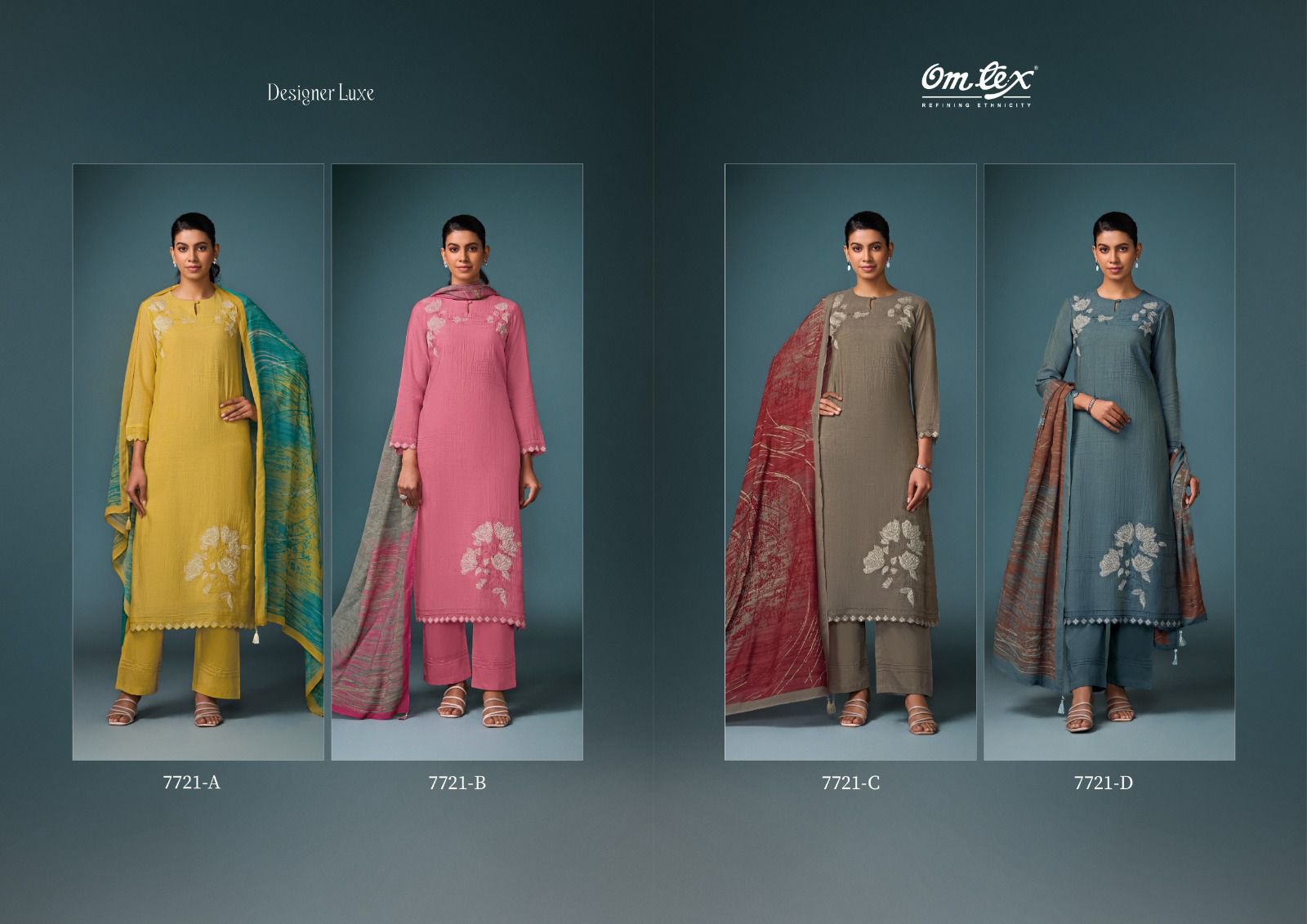 Designer Luxe Omtex Silk Pant Style Suits Exporter India