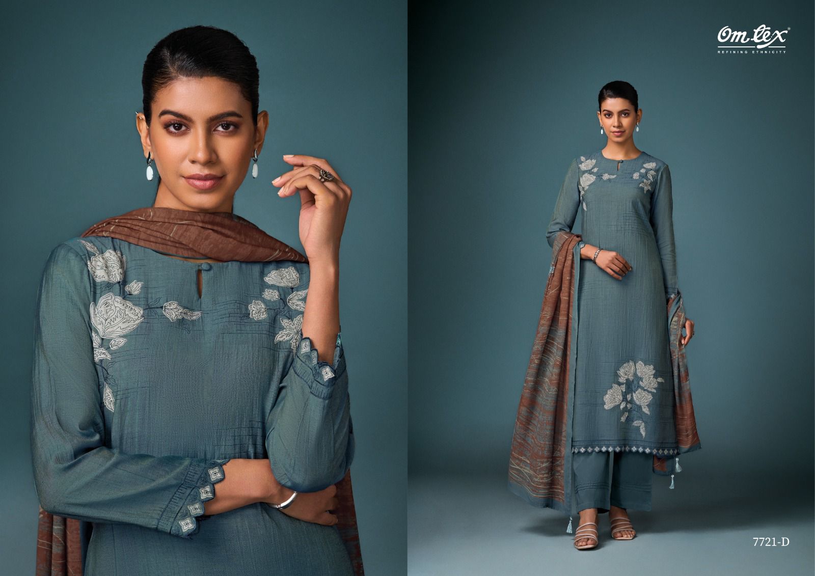 Designer Luxe Omtex Silk Pant Style Suits Exporter India