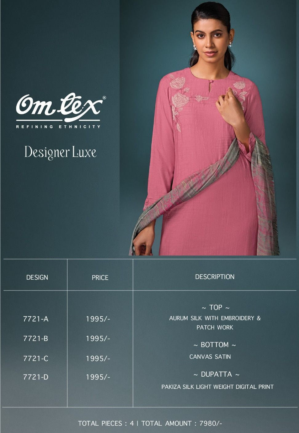 Designer Luxe Omtex Silk Pant Style Suits Exporter India