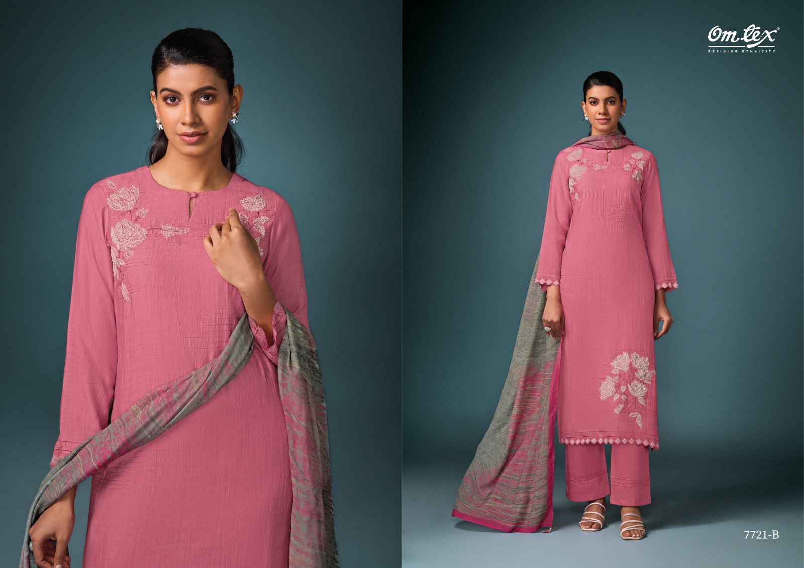 Designer Luxe Omtex Silk Pant Style Suits Exporter India