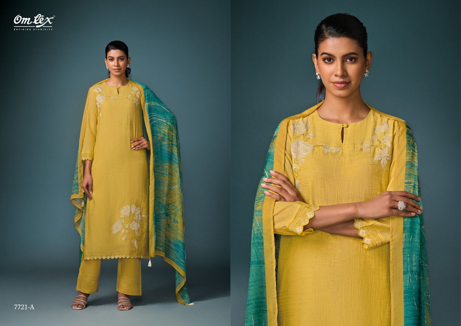 Designer Luxe Omtex Silk Pant Style Suits Exporter India