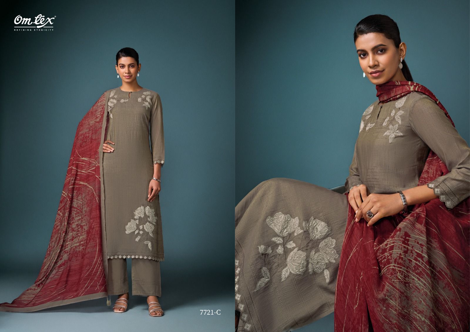 Designer Luxe Omtex Silk Pant Style Suits Exporter India