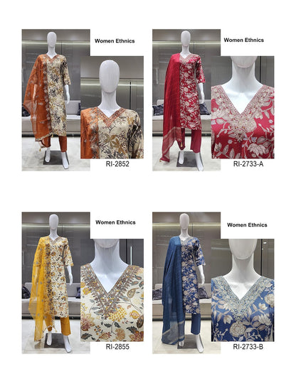 Designer Neck 0907 Women Ethnics Vertican Readymade Pant Style Suits Supplier India