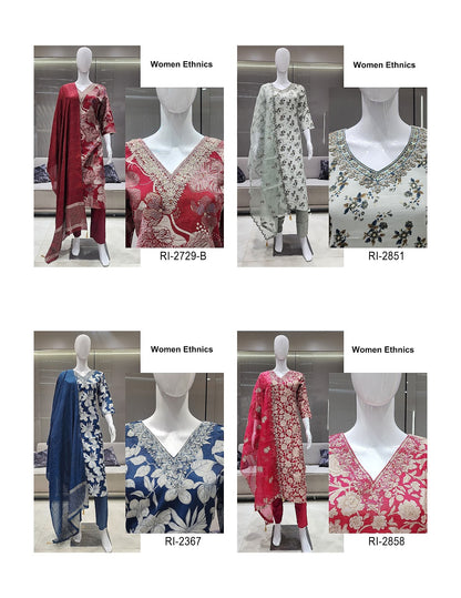 Designer Neck 0907 Women Ethnics Vertican Readymade Pant Style Suits Supplier India