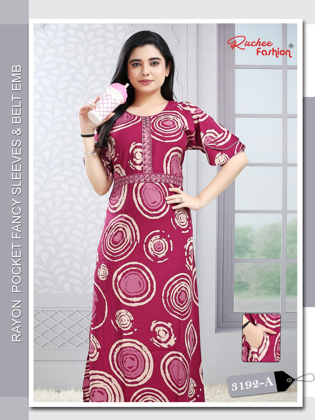 Designer Sleeves 2502 Ruchee Fashion Rayon Night Gowns Manufacturer