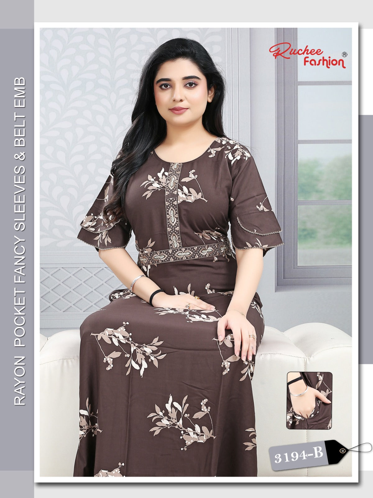 Designer Sleeves 2502 Ruchee Fashion Rayon Night Gowns Manufacturer