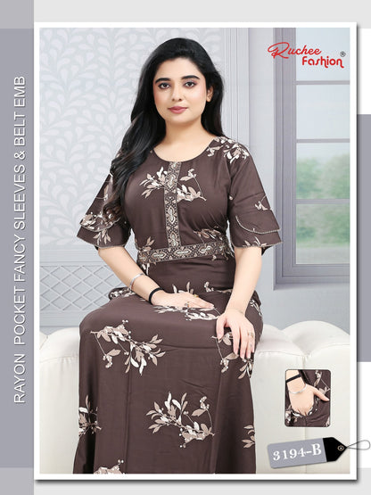 Designer Sleeves 2502 Ruchee Fashion Rayon Night Gowns Manufacturer