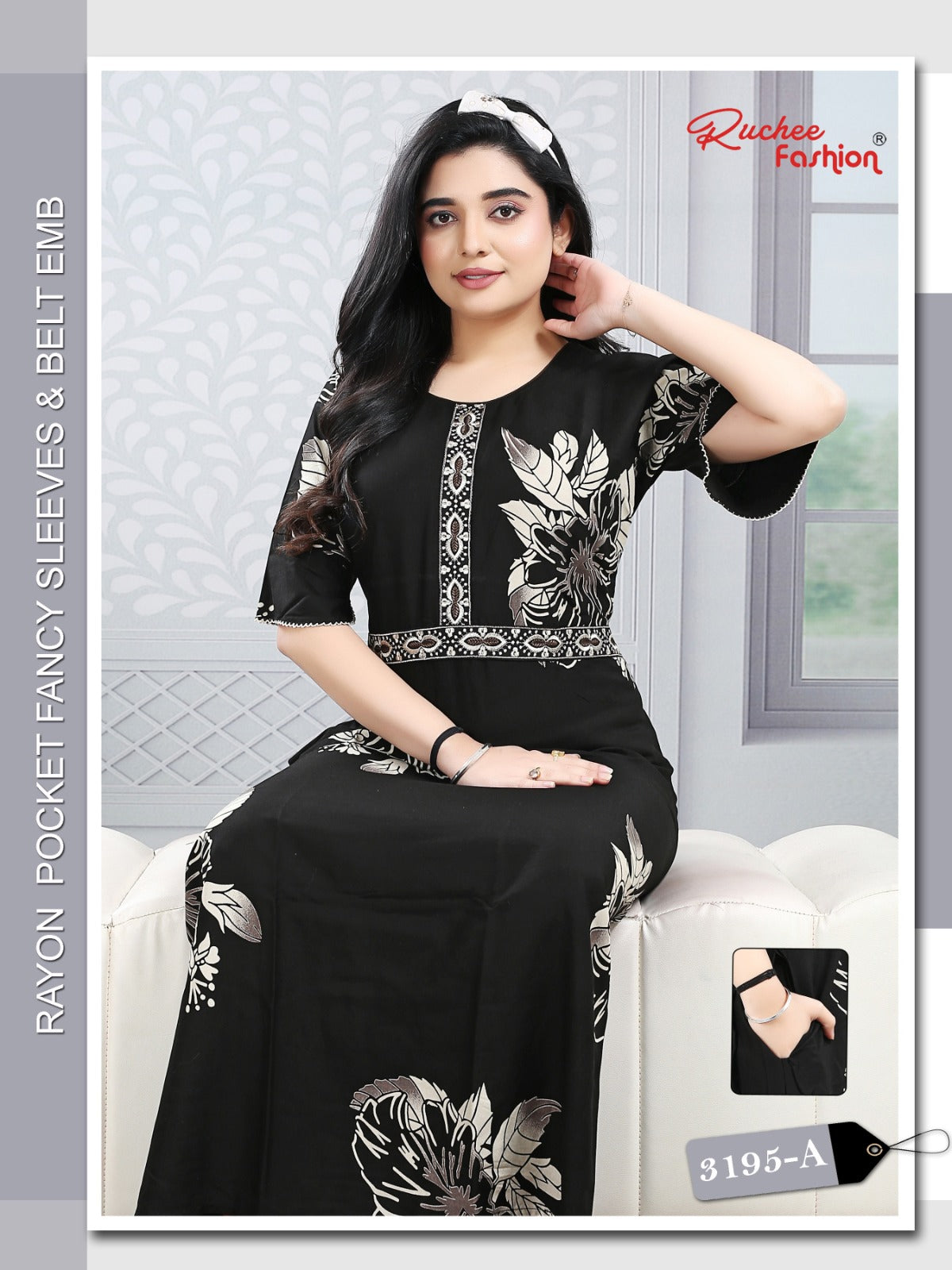 Designer Sleeves 2502 Ruchee Fashion Rayon Night Gowns Manufacturer