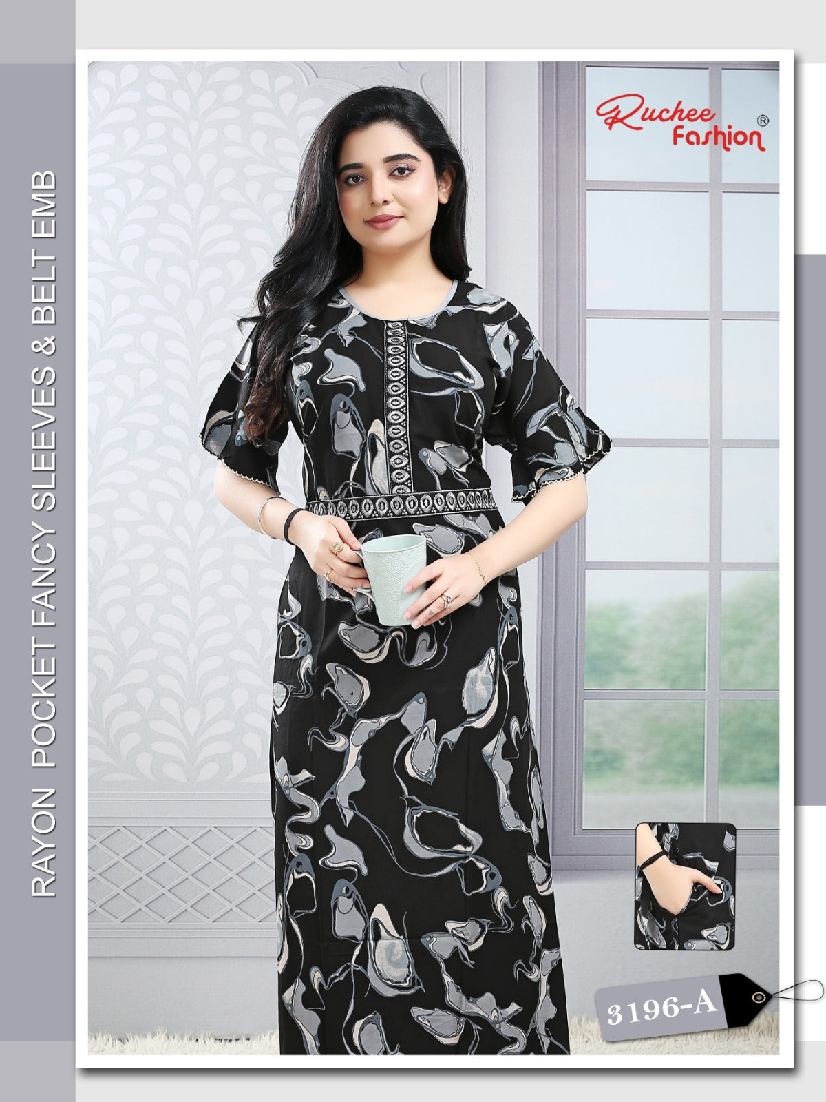 Designer Sleeves 2502 Ruchee Fashion Rayon Night Gowns Manufacturer