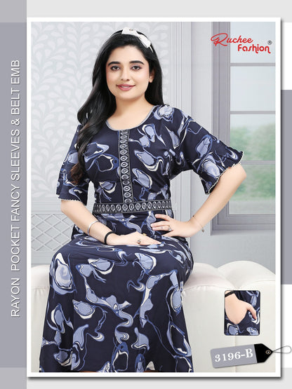 Designer Sleeves 2502 Ruchee Fashion Rayon Night Gowns Manufacturer