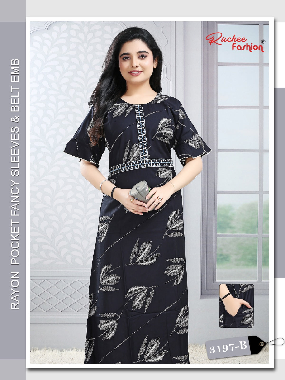 Designer Sleeves 2502 Ruchee Fashion Rayon Night Gowns Manufacturer