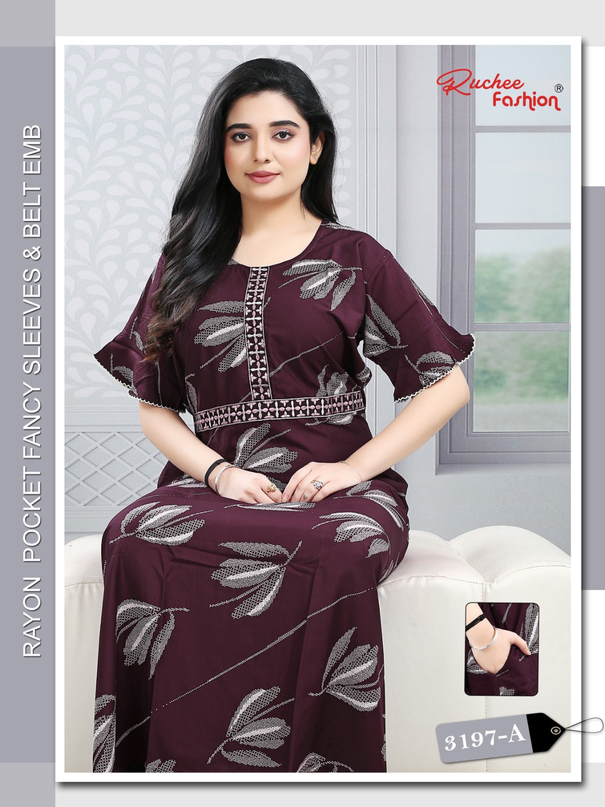 Designer Sleeves 2502 Ruchee Fashion Rayon Night Gowns Manufacturer