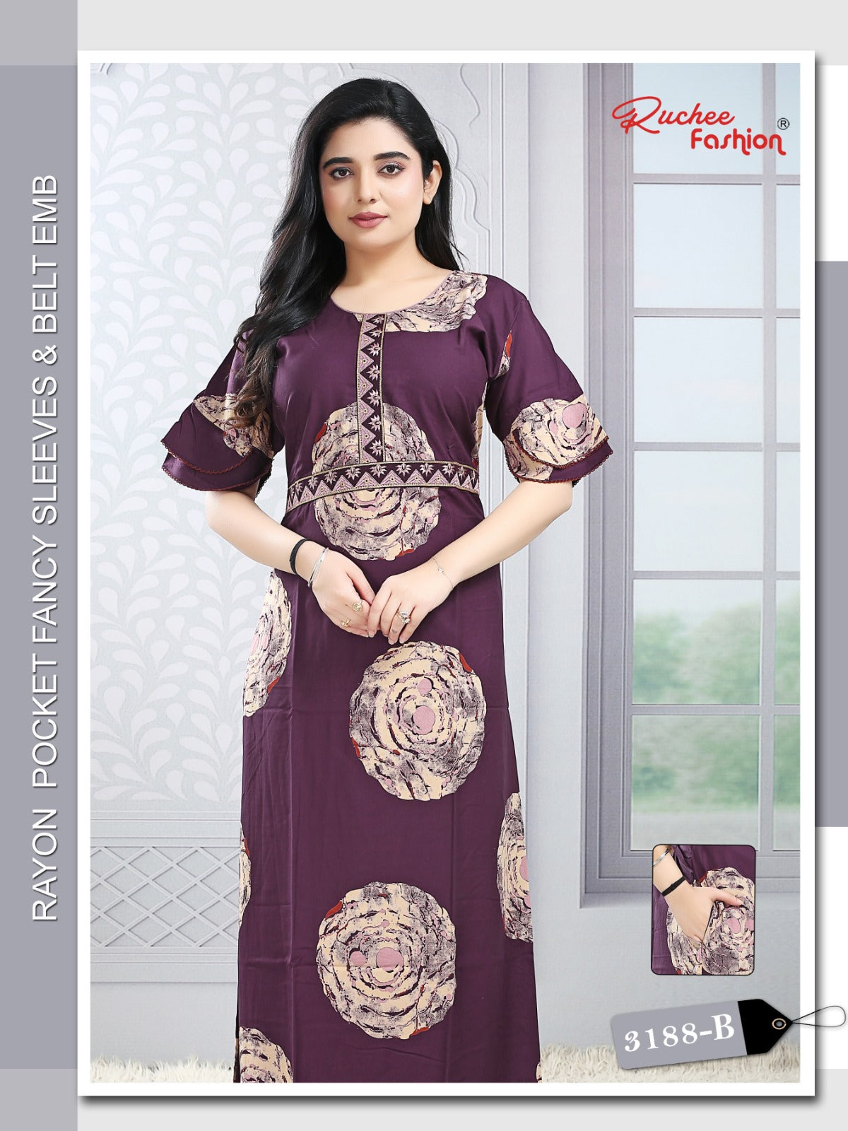 Designer Sleeves 2502 Ruchee Fashion Rayon Night Gowns Manufacturer