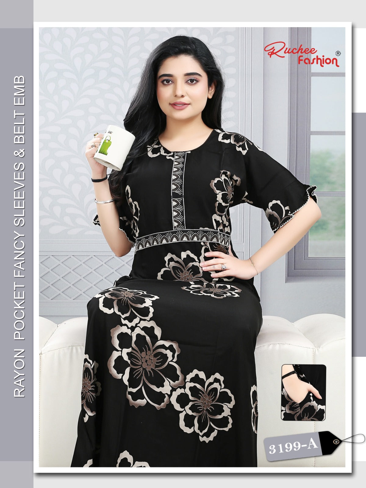 Designer Sleeves 2502 Ruchee Fashion Rayon Night Gowns Manufacturer