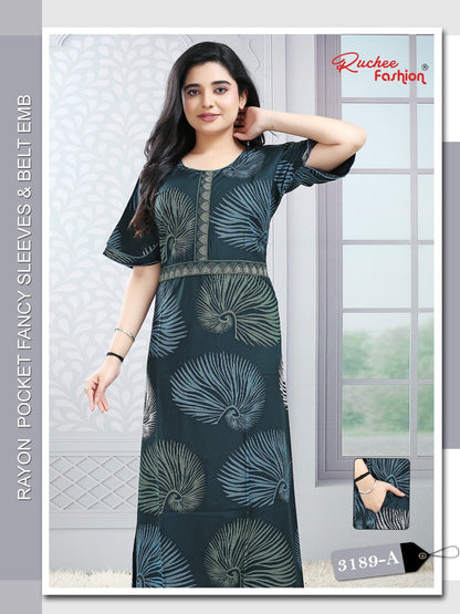 Designer Sleeves 2502 Ruchee Fashion Rayon Night Gowns Manufacturer