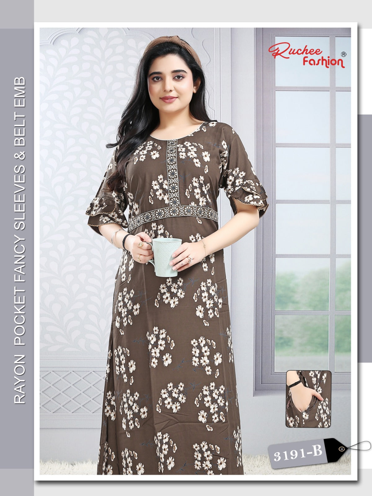 Designer Sleeves 2502 Ruchee Fashion Rayon Night Gowns Manufacturer