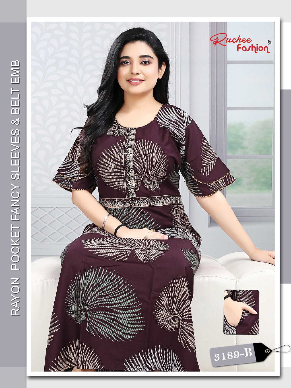 Designer Sleeves 2502 Ruchee Fashion Rayon Night Gowns Manufacturer