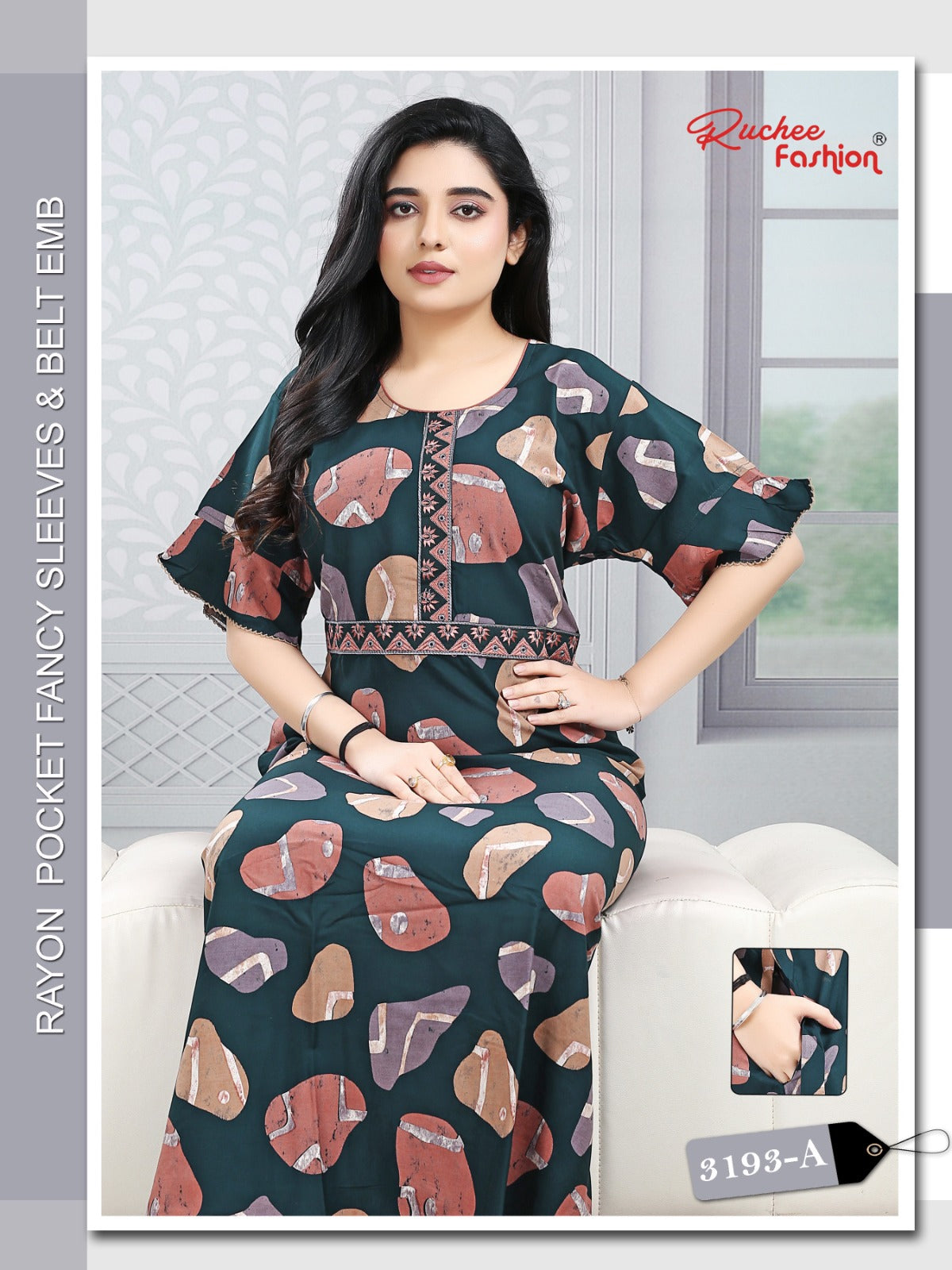 Designer Sleeves 2502 Ruchee Fashion Rayon Night Gowns Manufacturer