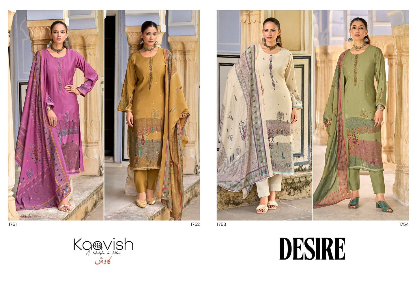 Desire Kaavish Pure Muslin Pant Style Suits Wholesale