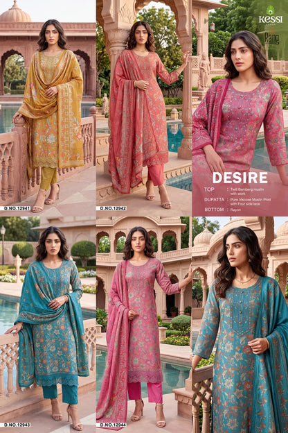 Desire Kessi Rang Bemberg Muslin Pant Style Suits Supplier Gujarat