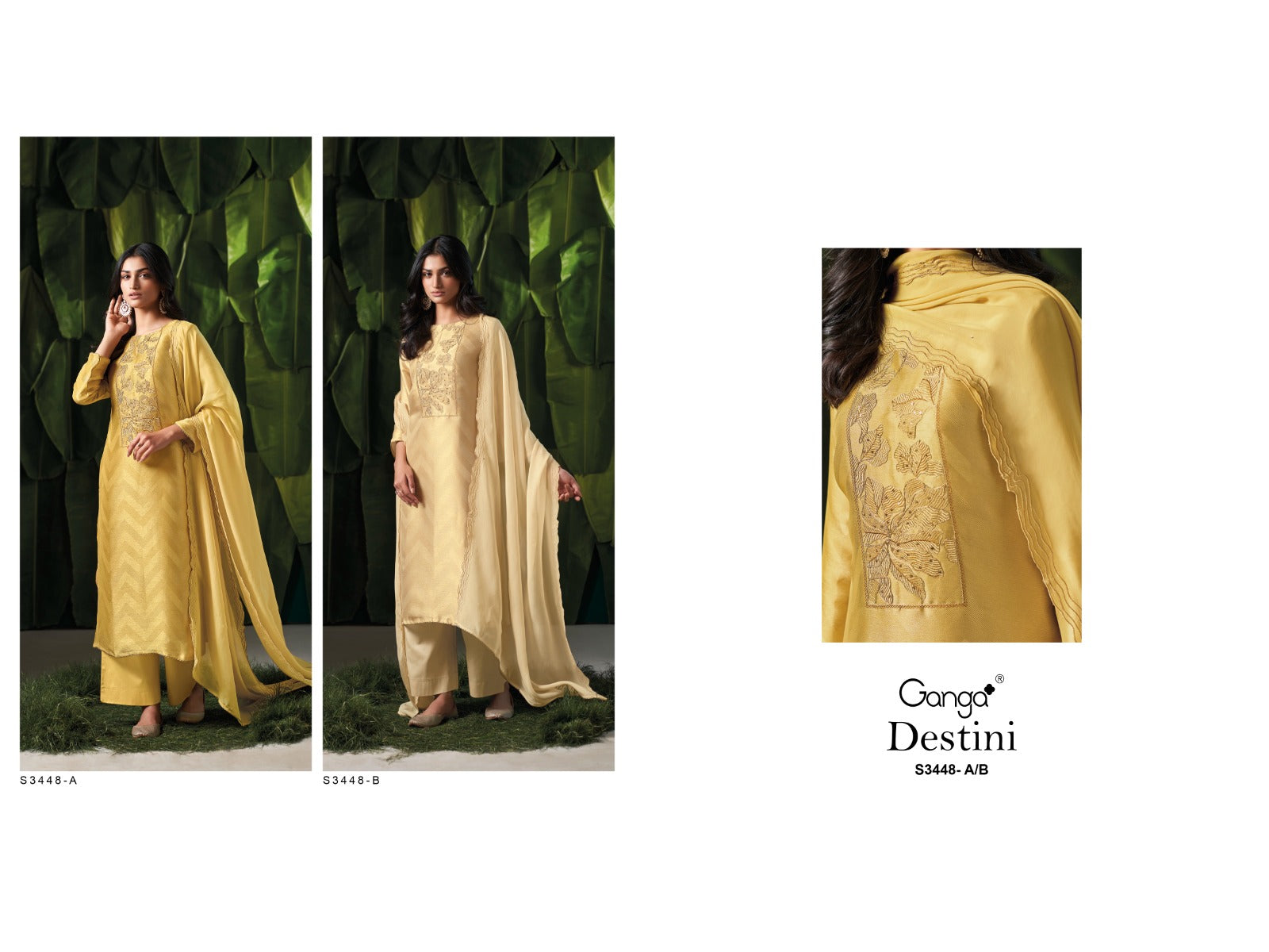 Destini 3448 Ganga Silk Jacquard Plazzo Style Suits Exporter