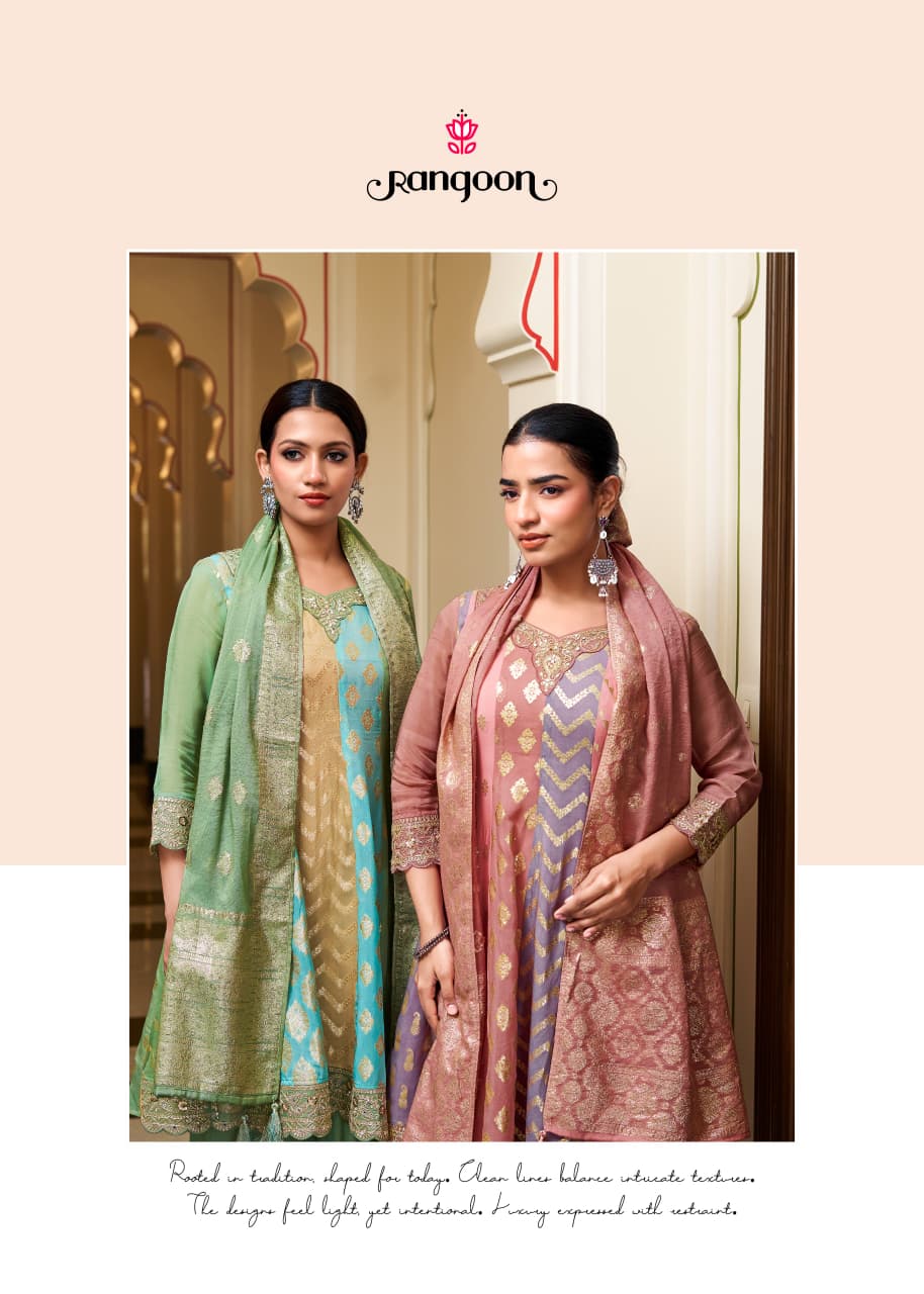 Deva Rangoon Organza Jacquard Readymade Anarkali Suits Exporter