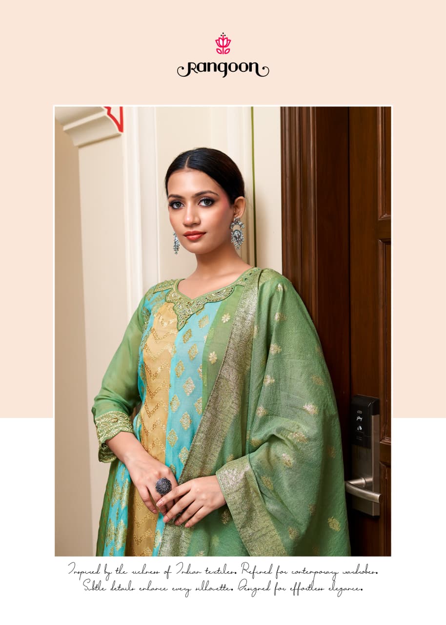 Deva Rangoon Organza Jacquard Readymade Anarkali Suits Exporter