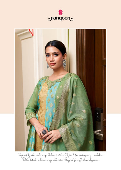 Deva Rangoon Organza Jacquard Readymade Anarkali Suits Exporter