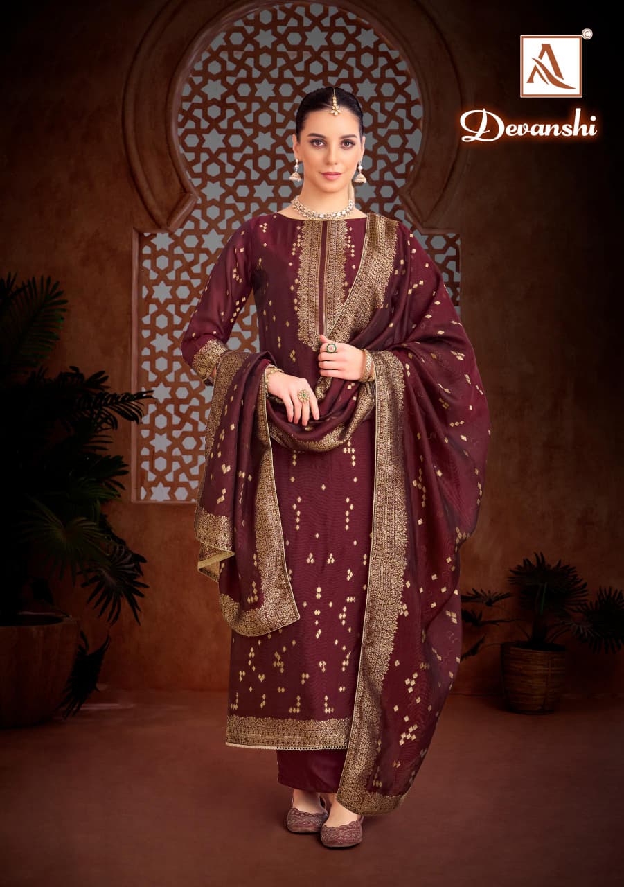 Devanshi Alok Viscose Silk Karachi Salwar Suits Manufacturer India
