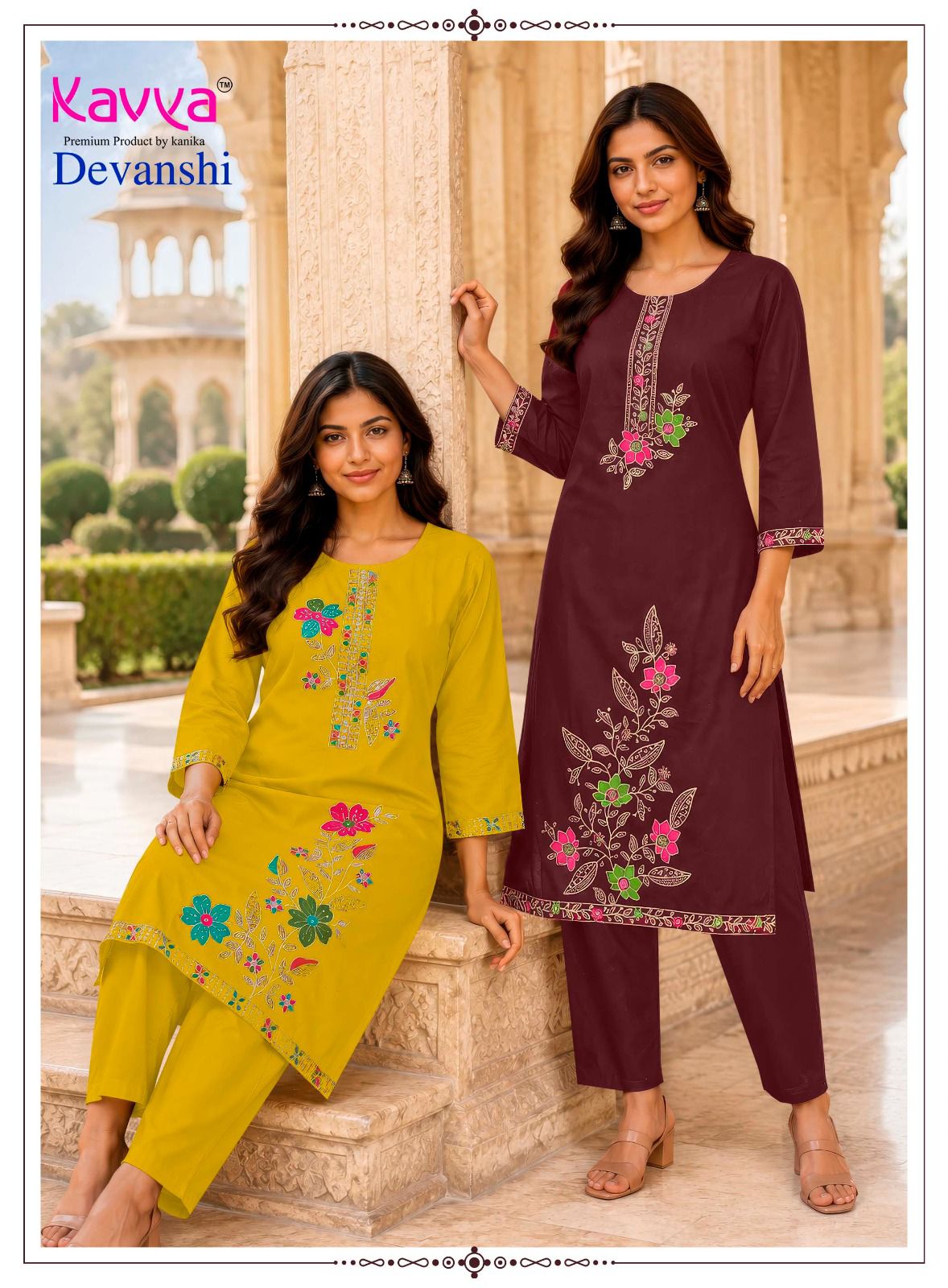 Devanshi Vol 1 Kavya Dhabu Cotton Kurti Pant Set Supplier Ahmedabad