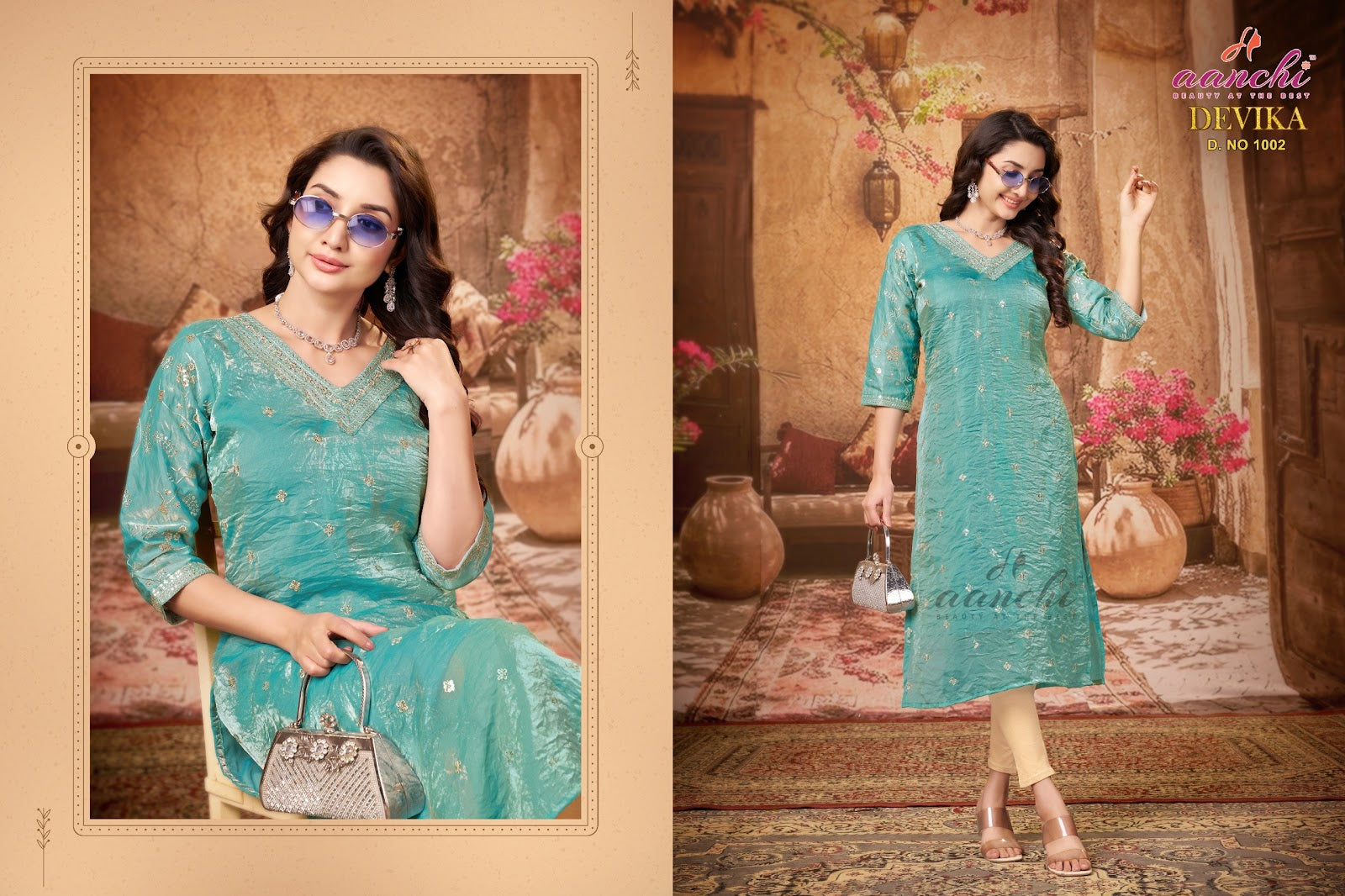 Devika Aanchi Fandy Straight Cut Kurtis Wholesaler Ahmedabad