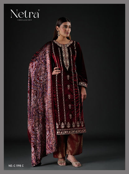 Devika Netra Velvet Suits Exporter India