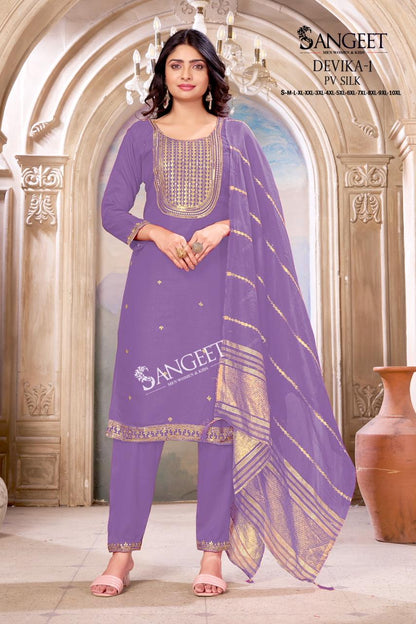 Devika Vol 1 1906 Sangeet Pv Silk Readymade Pant Style Suits Manufacturer Ahmedabad