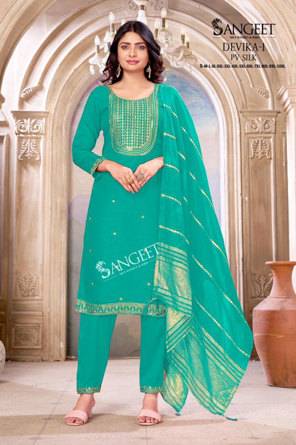 Devika Vol 1 1906 Sangeet Pv Silk Readymade Pant Style Suits Manufacturer Ahmedabad