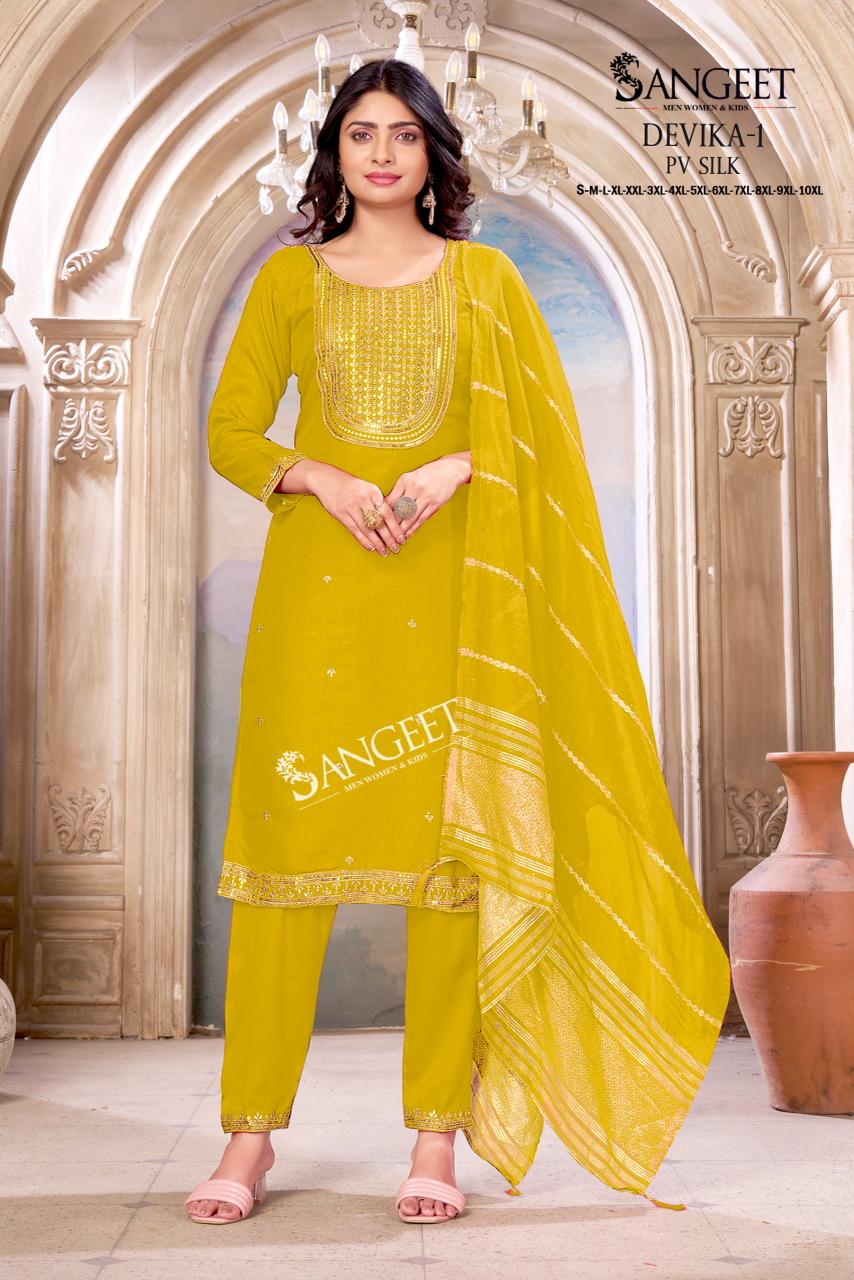 Devika Vol 1 1906 Sangeet Pv Silk Readymade Pant Style Suits Manufacturer Ahmedabad