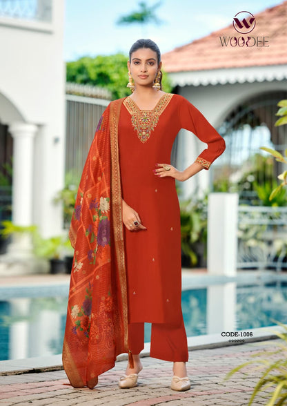 Devika Woodee Viscose Readymade Plazzo Style Suits Exporter
