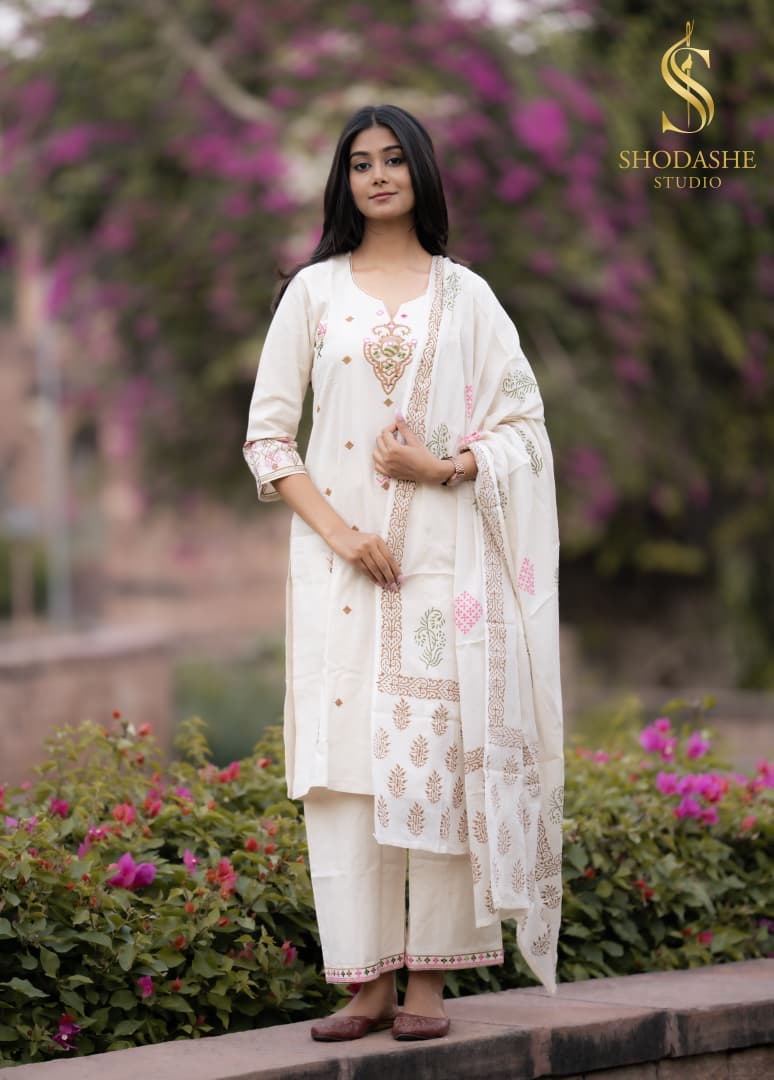 Devki Shodashe Studio Premium Linen Readymade Pant Style Suits Wholesale Price