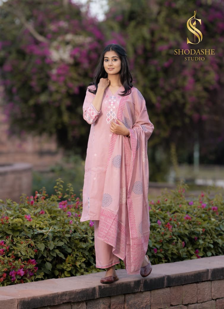 Devki Shodashe Studio Premium Linen Readymade Pant Style Suits Wholesale Price