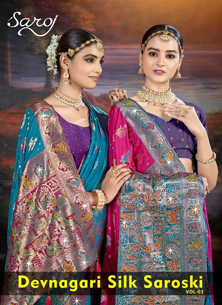 Devnagari Silk Saroski Vol 3 Saroj Sarees Exporter Gujarat