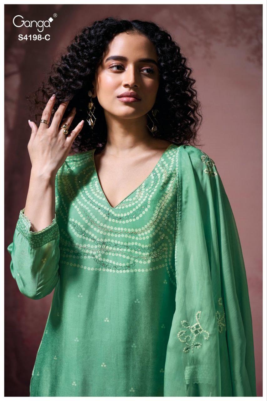 Deyana 4198 Ganga Pure Bemberg Plazzo Style Suits Exporter