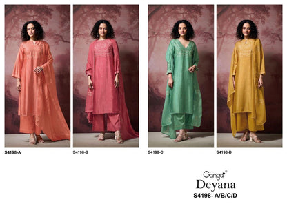 Deyana 4198 Ganga Pure Bemberg Plazzo Style Suits Exporter