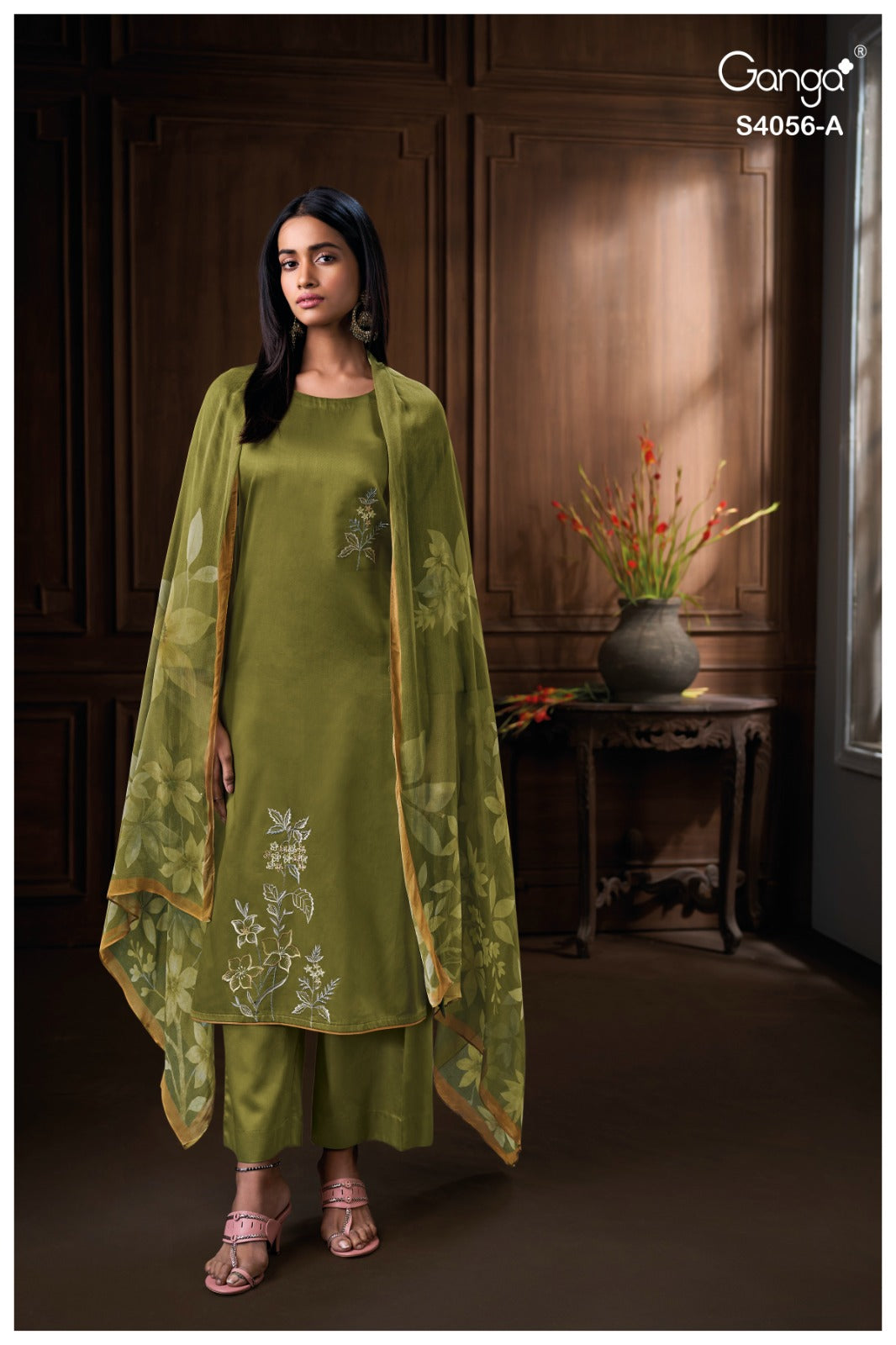 Deyara 4056 Ganga Cotton Satin Plazzo Style Suits Exporter Ahmedabad