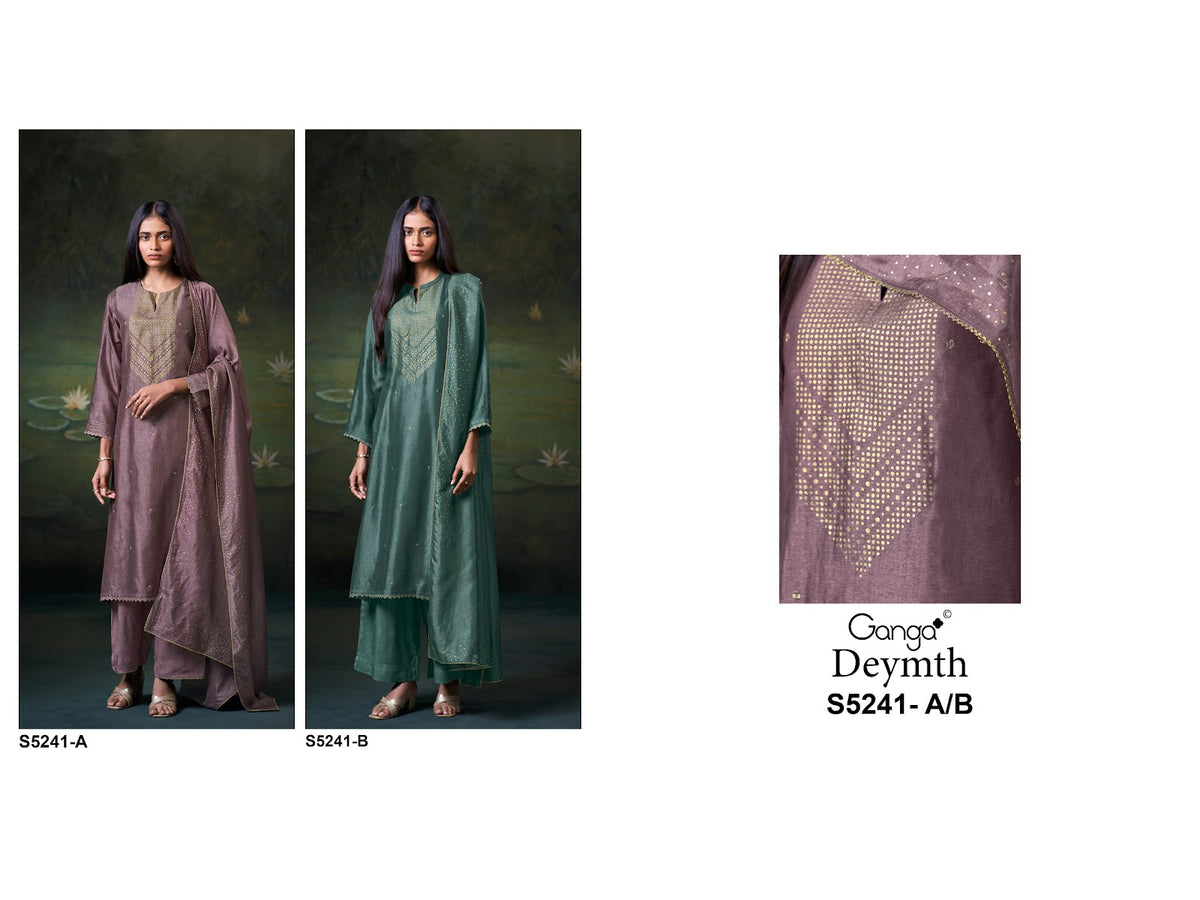 Deymth S5241 Ganga Raw Silk Pant Style Suits Manufacturer India