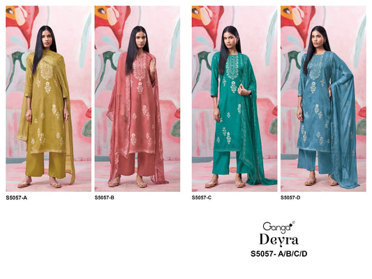 Deyra S5057 Ganga Cotton Satin Pant Style Suits Manufacturer Gujarat
