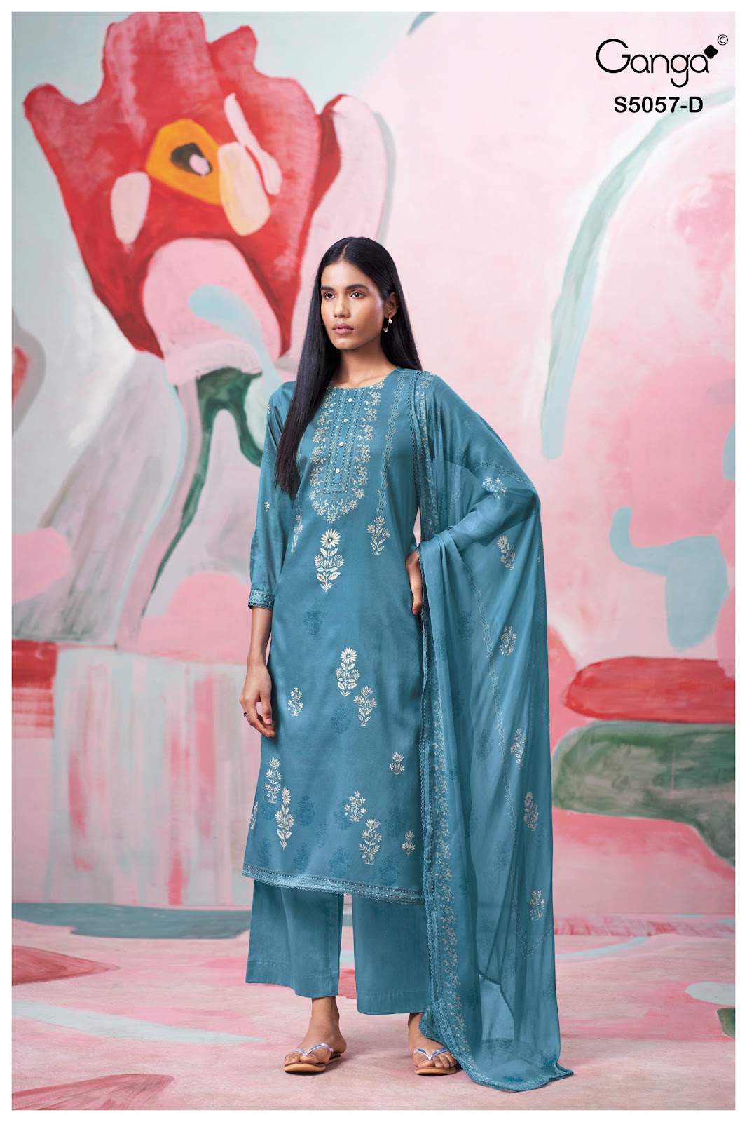 Deyra S5057 Ganga Cotton Satin Pant Style Suits Manufacturer Gujarat