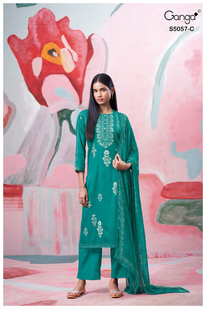 Deyra S5057 Ganga Cotton Satin Pant Style Suits Manufacturer Gujarat
