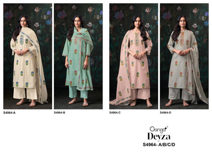 Deyza S4964 Ganga Cotton Plazzo Style Suits Supplier India