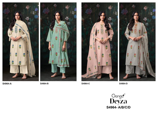 Deyza S4964 Ganga Cotton Plazzo Style Suits Supplier India