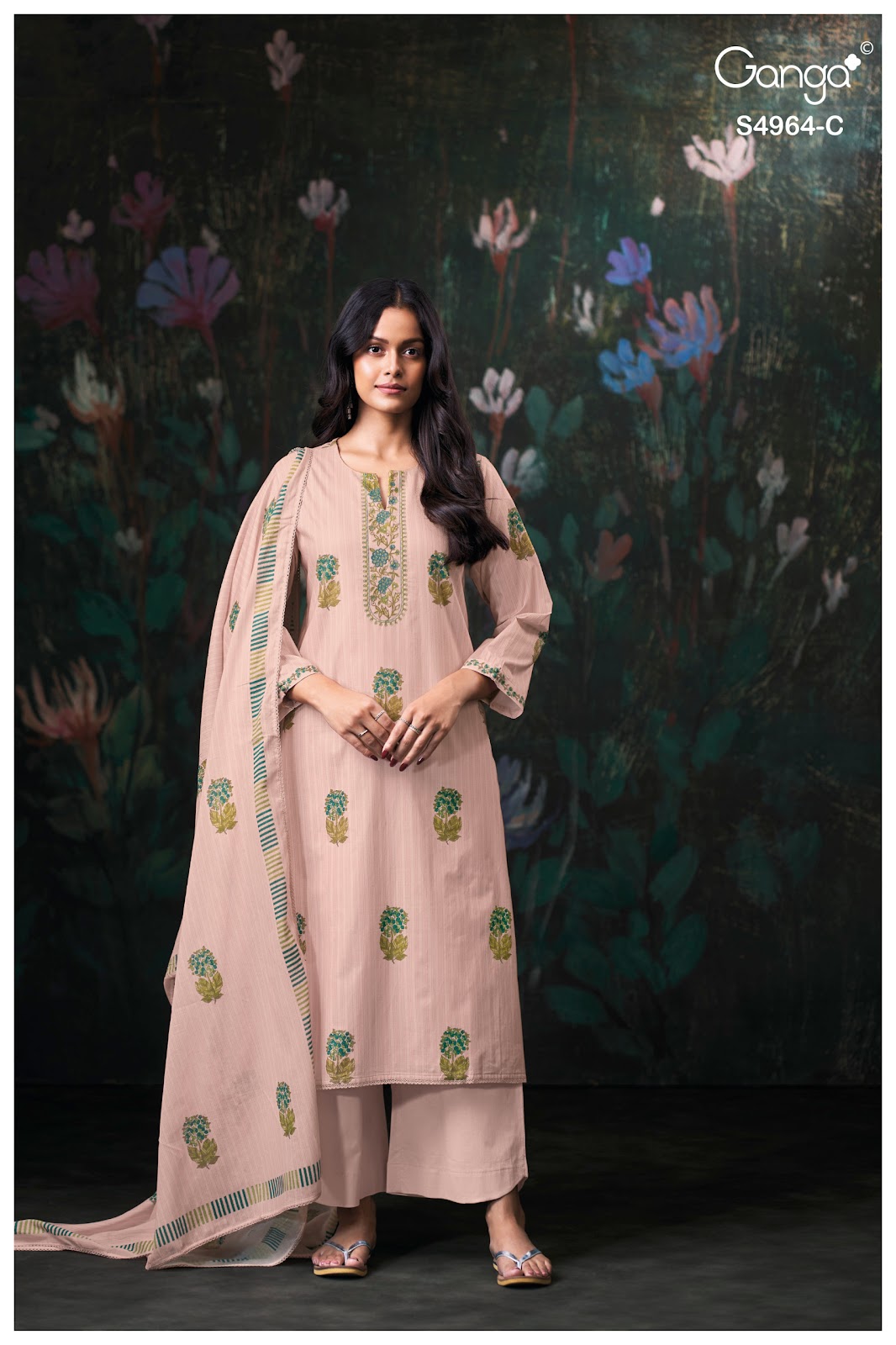 Deyza S4964 Ganga Cotton Plazzo Style Suits Supplier India