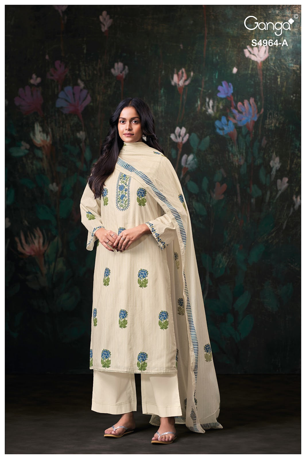 Deyza S4964 Ganga Cotton Plazzo Style Suits Supplier India